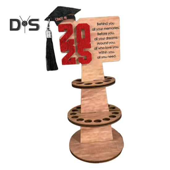

Выпускной деревянный держатель денег башня двухслойная стойка для хранения денег класс 2025 выпускников денежный подарок выпускной вечер украшение рабочего стола красный