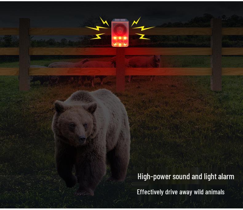Solar-Powered Animal Repeller: High-Volume Sound and Light Alarm To Deter Wildlife from Cornfields