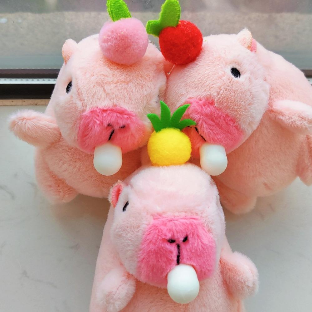 Persimmon Capybara Plush Keyring Bubble Capybara Plushie Doll Capybara Plush Pendant  Birthday Gift