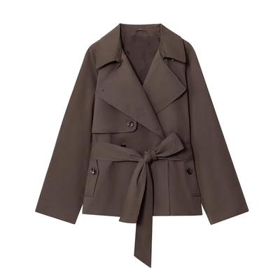 Autumn Fashion Multicolor with Belt Short Coat Joker Long Sleeve Casual Coat Outerwear