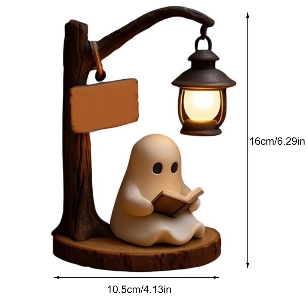 Miniture Cute Ghost Reading Lantern Home Office Desktop Ornament Night Light Creative Halloween Party Gift Novelty Decor Prop