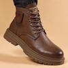 Autumn Winter High Top Retro Work Boots for Men New Designer Fashion Casual Cow Leather Boots Male Lace Platform Shoes Man