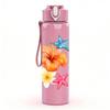1PC Plumeria Flower Starfish Art 750ml Color Plastic Sports Water Bottle Leakproof Flip Straw Lid Suitable for Sports Office Home Use