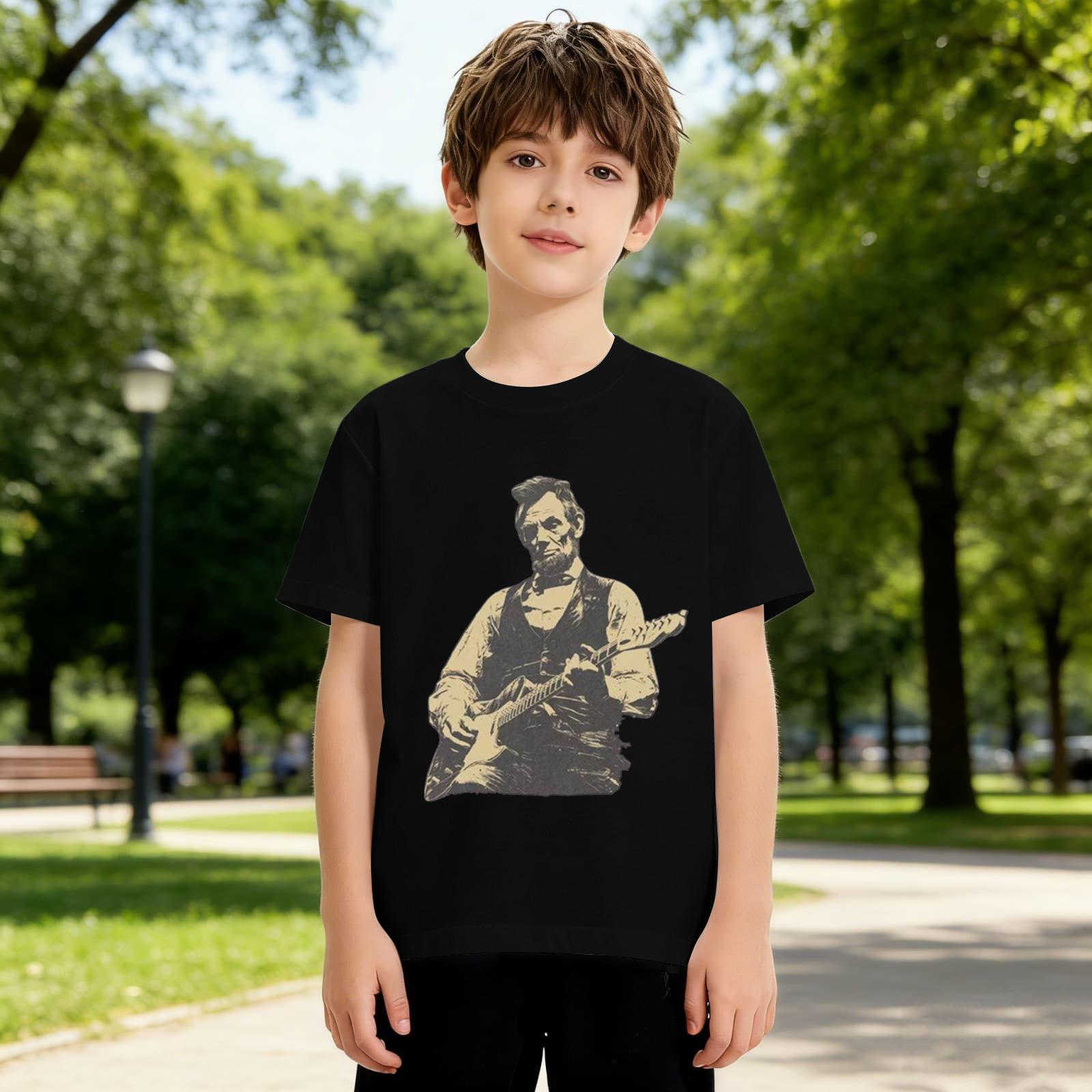 

Children s Printed Round Neck Short Sleeved Casual T-shirt 100 чёрный