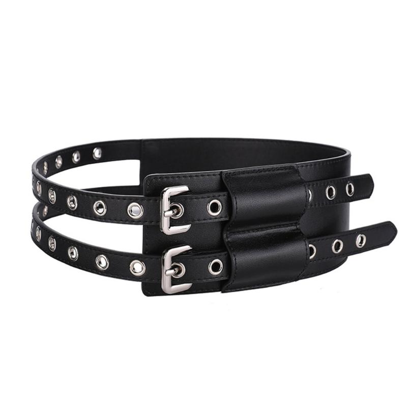 Leather Waist Belt With Matte Finish Large Eyelet Adjustable Waist Corset Belt For Women And Girl Fashion Coat Accessory