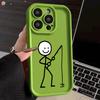 Shockproof Phone Case For iPhone 16 15 14 13 12 11 Pro Max Plus/Mini Lens Protect Scratch proof Soft Cover Lovely Black Line Man