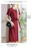 Chic Color-Block High-End Chiffon Midi Dress with Round Neck and Waist-Cinching Design for Women
