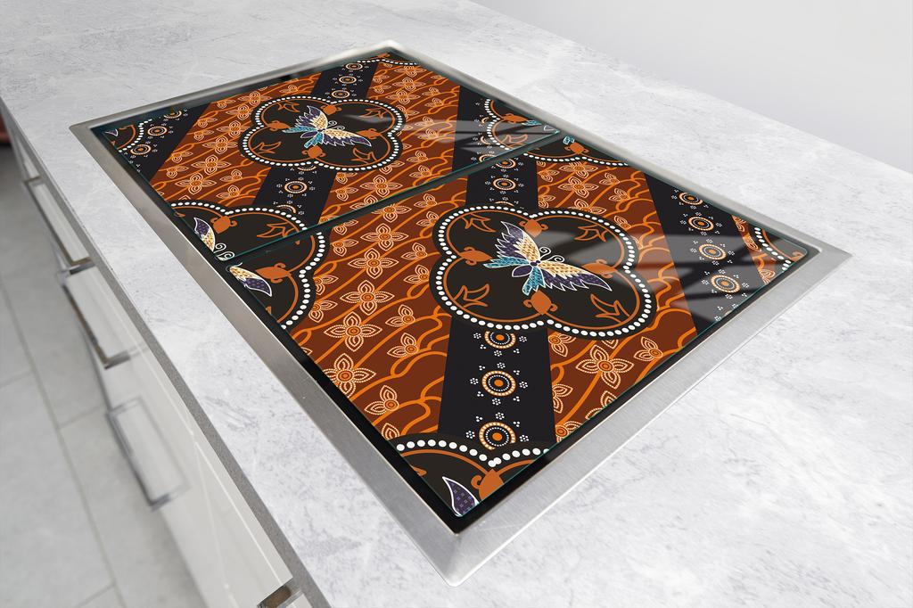 PIANO PARASPRUZZI IN VETRO PER CUCINA 2x35x52 FARFALLA