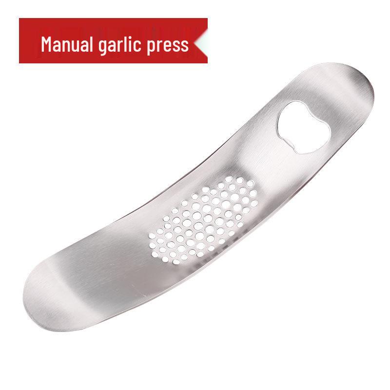 304 Stainless Steel Multi-Functional Kitchen Garlic Press and Slicing Knife for Garlic, Onion, and Ginger.