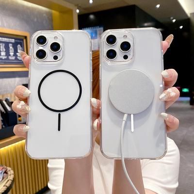 Magnetic Phone Case for iPhone 11 12 14 16 Pro 16 15 14 13 12 Pro Max 16e 13 14 11 High Quality Transparent Shockproof Shell