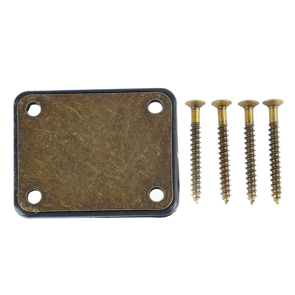 Electric Guitar Neck Plate Bass Reinforcing Metal Accessories 4 Holes with Screws