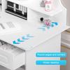 Makeup Desk with Mirror, Large Vanity Desk with Storage Shelves, 4 Drawers, Makeup Vanity Table with Light, Bedroom Dressing Table