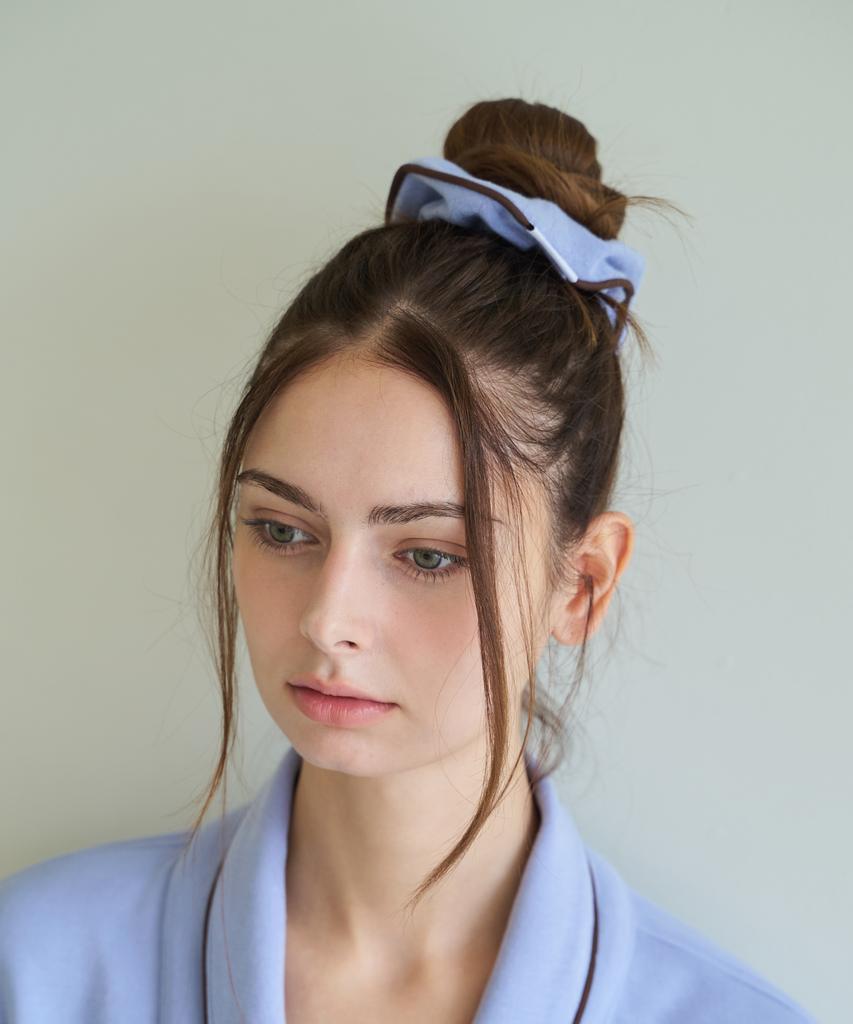 Contoursong Blue Piping Terry Hair Scrunchie