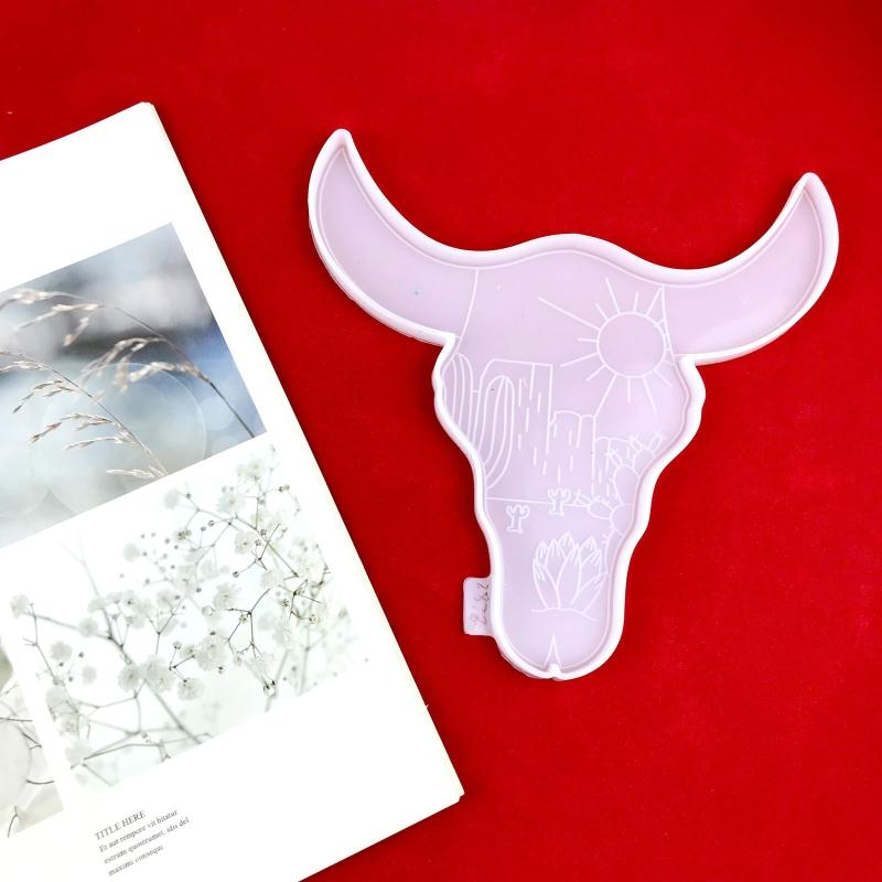 Animal for Head Silicone Mold Wall Pendant Decor Resin Casting Mold Bull for Head Coaster Epoxy Casting Mold Home Decor