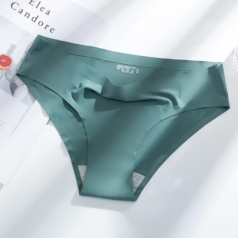 ### Women's Seamless Ice Silk Mid-Waist Panties: Breathable, Comfortable, Quick-Drying with Pure Cotton Crotch