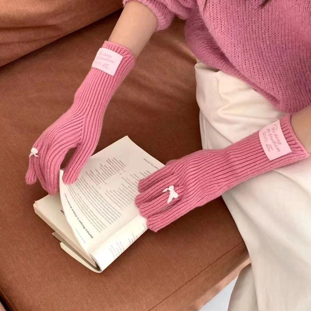 

Korea Knitted Bow Gloves Harajuku Warm Riding Gloves Lovely Women Winter Gloves Outdoor style 4