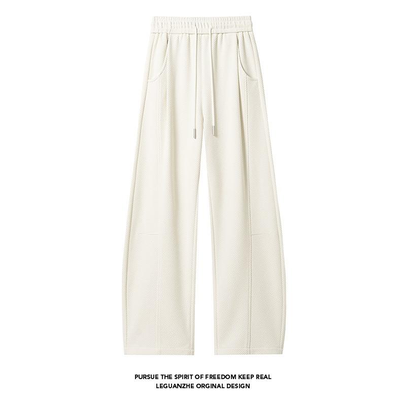 Mens Heavyweight Slant Cut Loose Vertical Drape Casual Sports Long Sweatpants