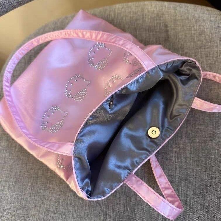 Kid Girl Satin Tote Bag With Embellished Letters For Daily Use