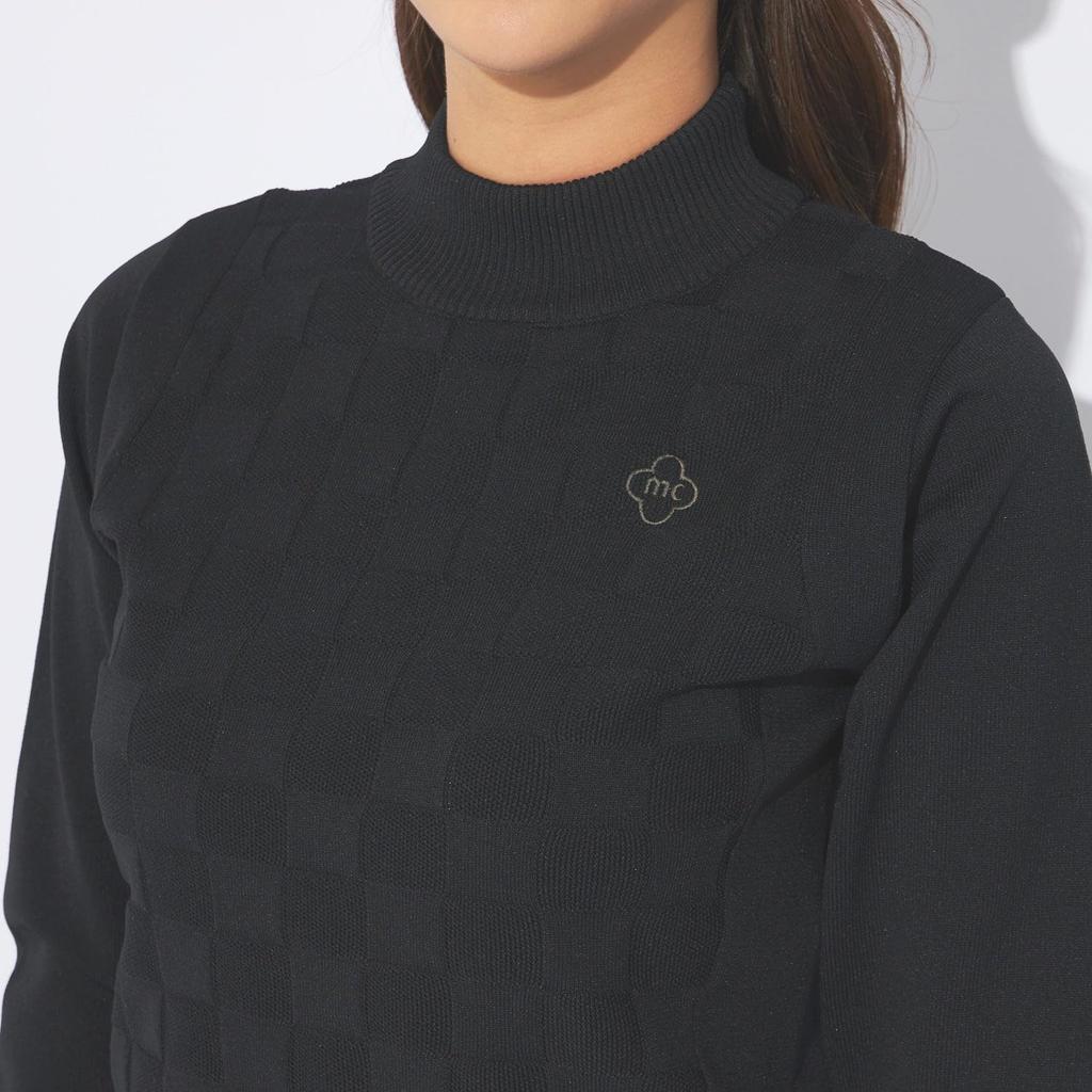 Marie Claire Women's Lightweight Block Check Mock Neck Knit 734724, Black