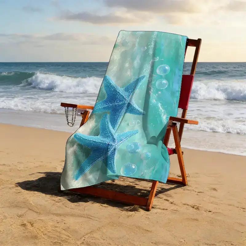 1pc Ocean Plastic Art Creation Theme Beach Towel, Ocean Festival Beach Towel, Soft, Absorbent,Collective Unconscious Ocean
