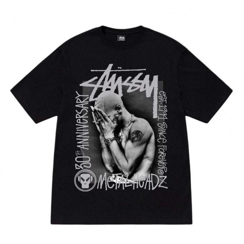 Summer New Heavy Cotton Trendy Brand Classic Basic T-shirt High-end Loose Men's and Women's Printed Short-sleeved Top