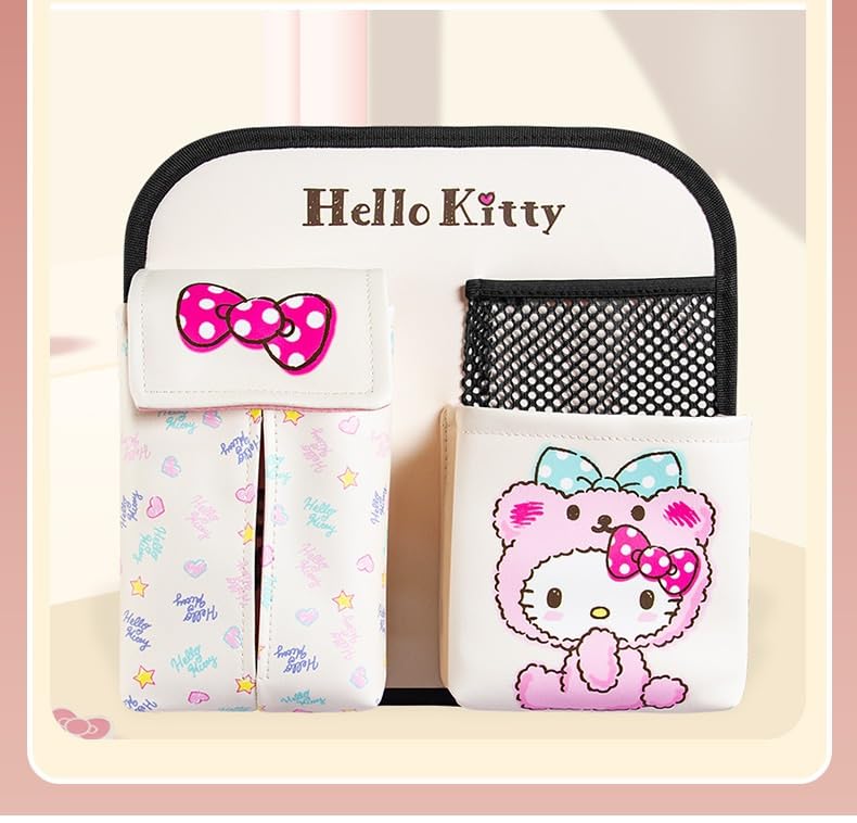 Hello Kitty Car Seat Back Bag, Multifunctional Hanging Bag, Tissue Box, Car Storage, Baby