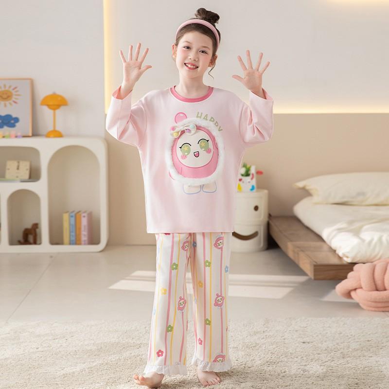 Girls Cotton Pajama Set Long Sleeve Round Neck Princess Style Sleepwear Kids 8-14 Years Winter Home Wear