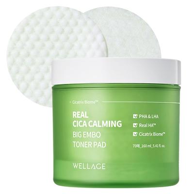Wellage Real Cica Calming Big Embo Toner Pad 160ml, 70 Pieces, 1 Piece