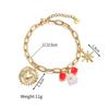 Atoztide Shell Starfish Conch Cherry Charm Bracelet for Women Girls Stainless Steel Gold Color Bead Chain Bracelet Jewelry Gift