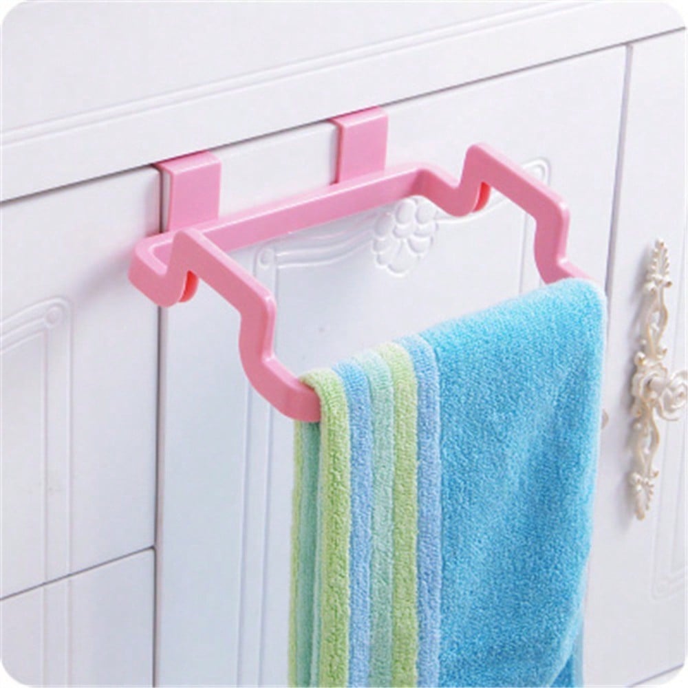 1pcs Reusable Multifunctional Plastic Bag Holder, Kitchen, Pantry, RV, Bathroom Cabinet Door Trash Bag Holder 1PC розовый