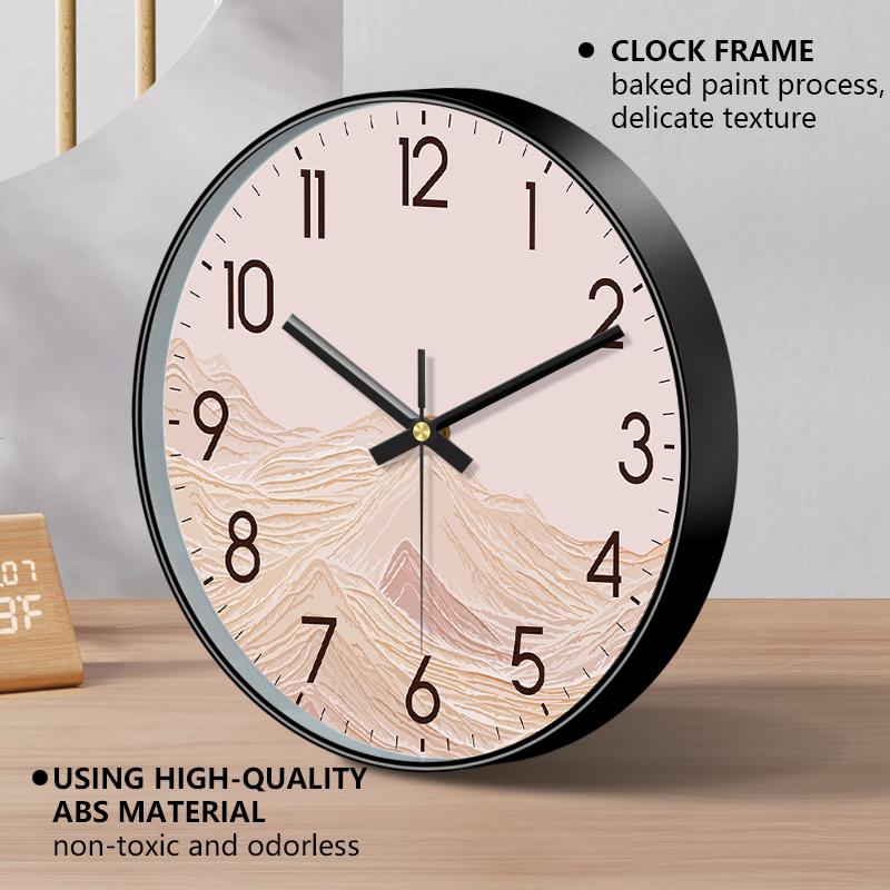 Boho Mountain Wall Clock ABS Frame Light Luxury Abstract Landscape Art Clock for Office Living Room Bedroom Kitchen Home Decor