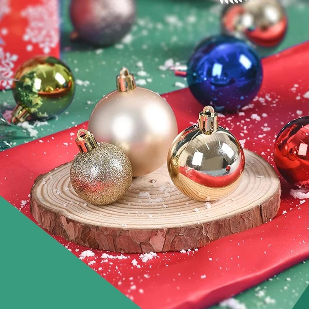 6cm 24pcs Christmas Ball Tree Decor Ball Bauble Gold Silver Plastic Hanging Ball Ornaments Decorations for Home New Year Navidad