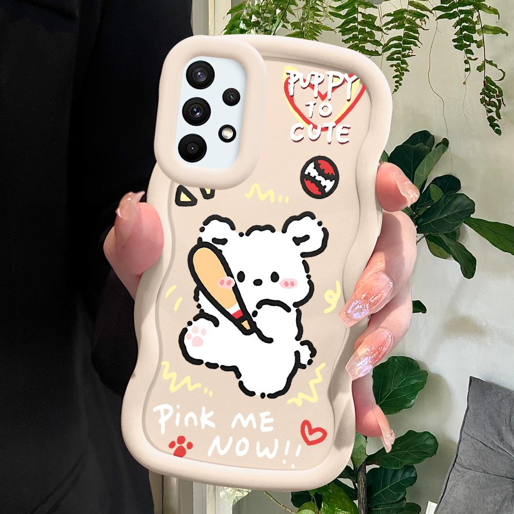 

Окрашенный узор Big Wave Edge Мягкий силиконовый материал Macaron чехол для телефона противоударный защитный резиновый чехол для Samsung Xiaomi Poco Redmi Samsung A23 5G белый