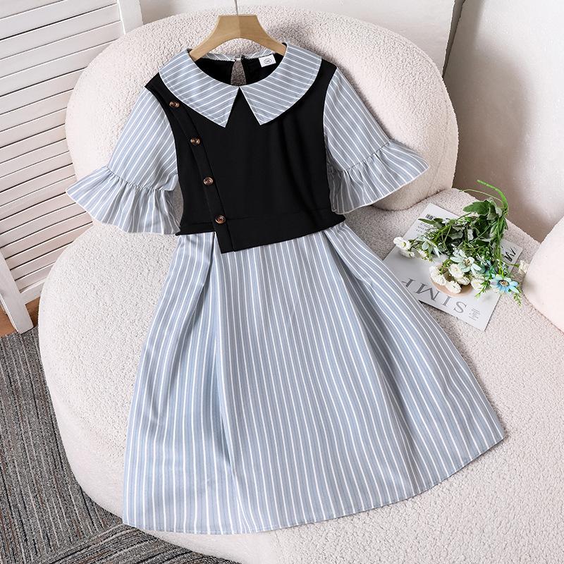 Girls  Casual Dress, Summer Children s Elegant Shirt Dress 130cm=8Y чёрный