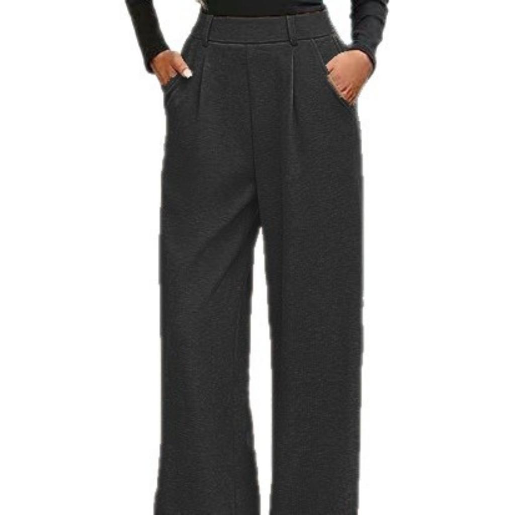 New Women's Casual Solid Color Wide Leg Straight Trousers, Comfortable Draping Pants For Autumn Winter