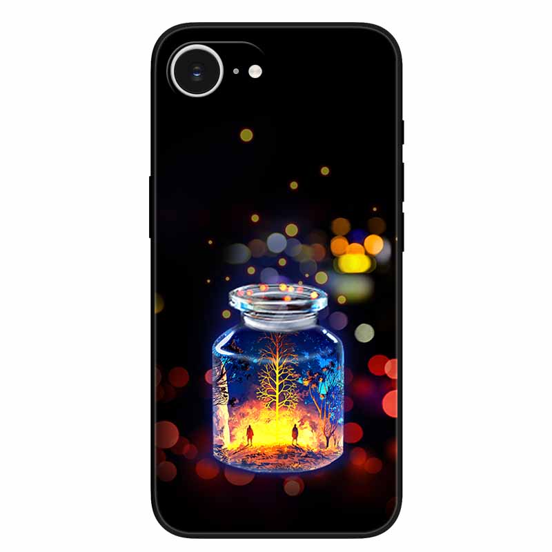 Schwarze Handyhülle Cover für Apple iPhone 16e Hüllen Gedruckte TPU Weiche Stoßfängerhülle für iPhone16e 16e 2025 Schutz Silikonhüllen