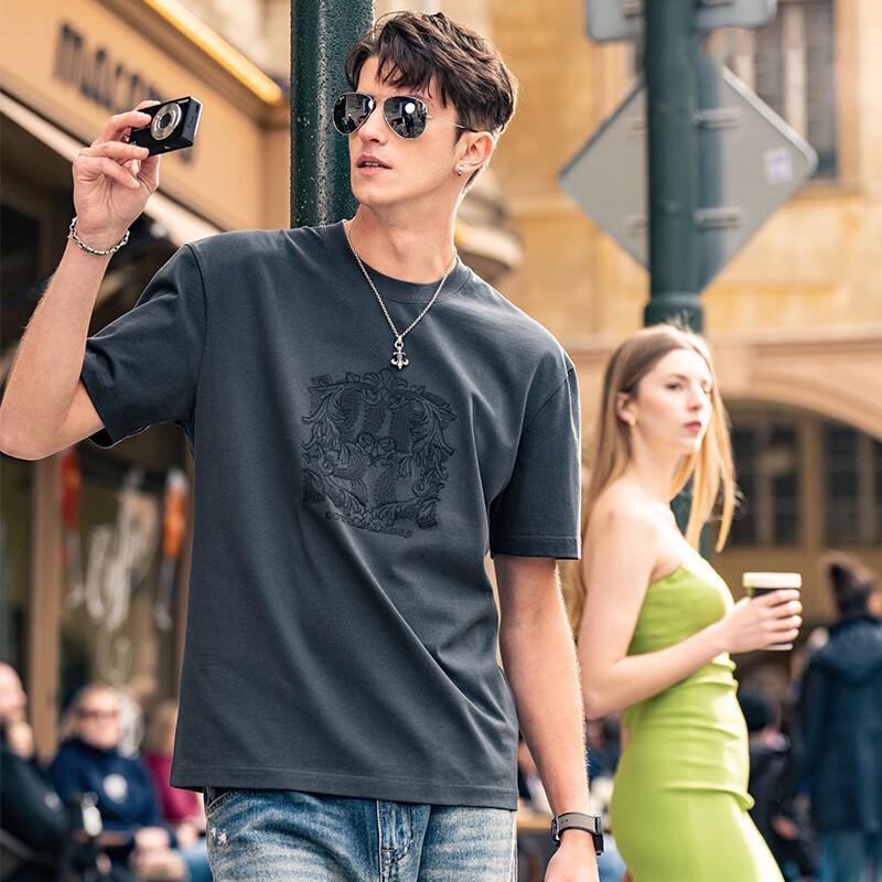 Mr. Bu Men's Embroidered Pure Cotton T-shirt