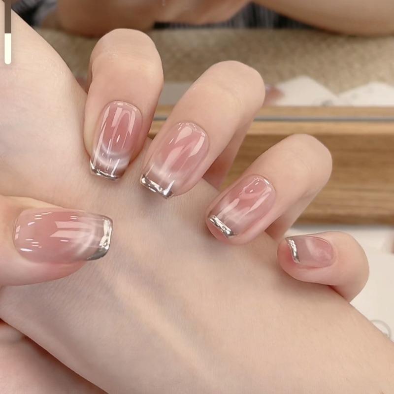 Nude Pure Desire French Handmade Cat Eye Press On Nails