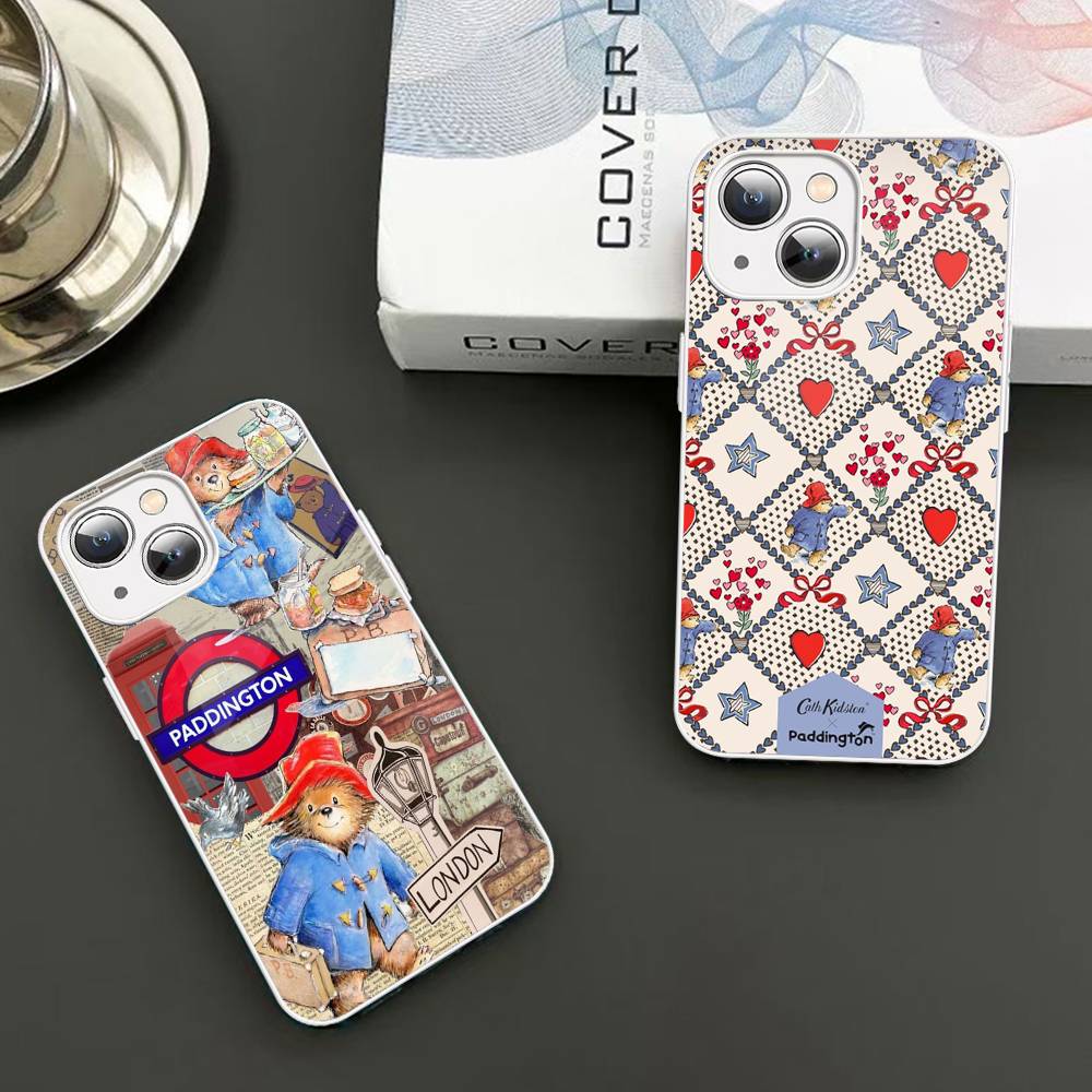 Cute P-Paddingtons Bear For IPhone 14 13 12 Mini 11 Pro XS Max X XR 14 Plus Tempered Glass Cover