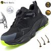 Men Rotary Buckle Steel Toe Safety Work Shoes Breathable Comfortable Industrial Construction Shoes Puncture Proof Anti Slip