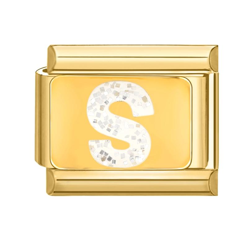 Fashion Golden 26 Letters A-Z Italian Links Charm Beads 9mm Stainless Steel Bracelet Jewelry DIY Hand Making