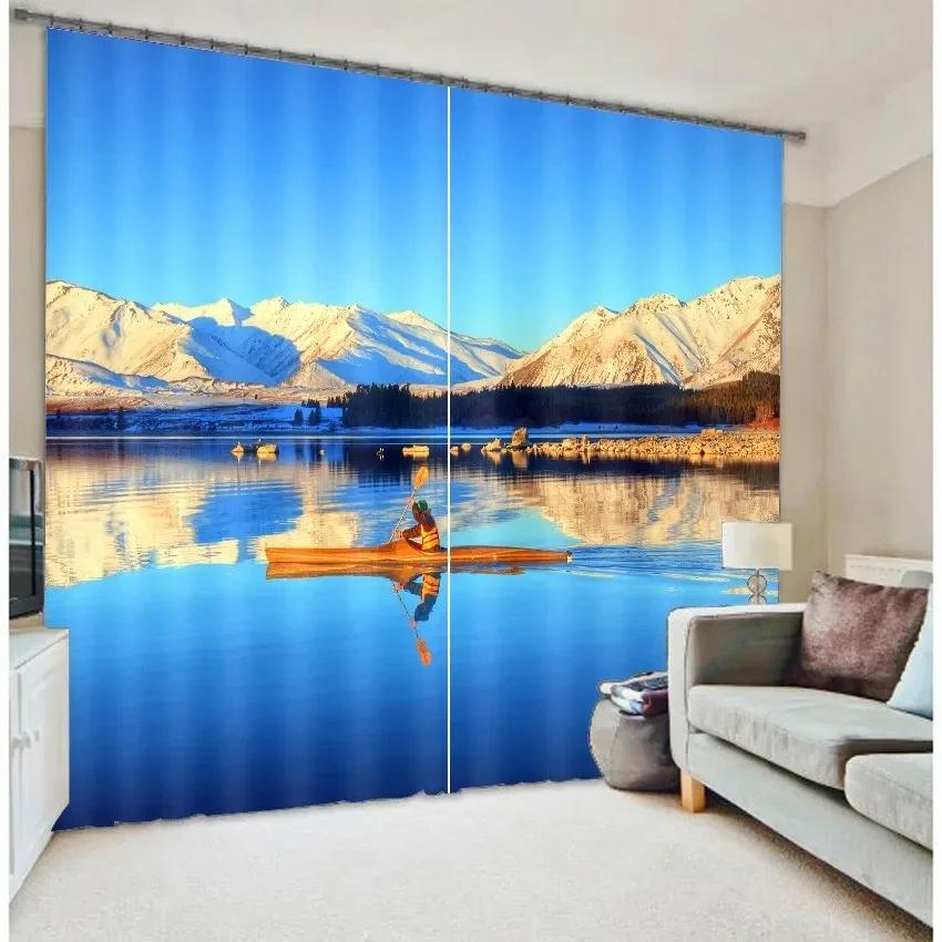 Exquisite Sea View Pictures Window Curtains Natural Seascape Pattern Curtains For Living Room Bedroom Door Home New Pattern 2pcs