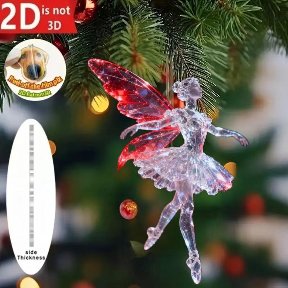 2D Flacher Weihnachts-Hängeanhänger Glänzender Hase Simulation Engel Hängedekor Ballerina Acryl Weihnachtsbaum Hängeornament