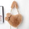 Faux Fur Heart-shaped Women Small Handbags Fluffy Plush Ladies Chain Shoulder Bag Female Furry Daily Clutch Purse