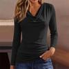 Women's Fashion Casual Long Sleeve Cowl Neck T Shirt with Elastic Side Waist for Everyday Wear