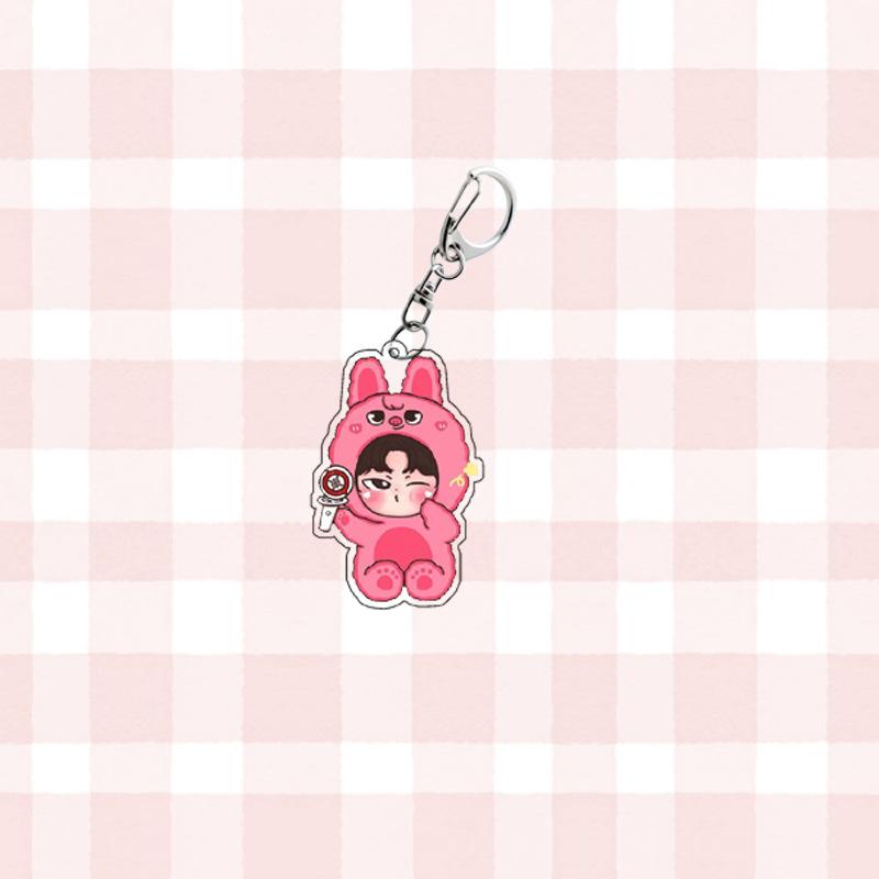 1 Stück Stray Kids SKZOO Schlüsselanhänger Tierkostüm mit Lichtstab Schlüsselring Tasche Anhänger Bang Chan Lee Know Changbin Hyunjin Han Felix Seungmin I.N STAY Geschenk