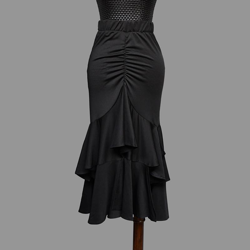 Black Latin Dance Skirt Women's Girls Salsa Rumba Ballroom Practice Dance Competition Costume Performance Latin Skirt Irregular
