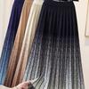 Saia de Malha Flare Linha A com Gradiente Ombré Chique: Estilo Elegante de Comprimento Médio para Outono e Inverno