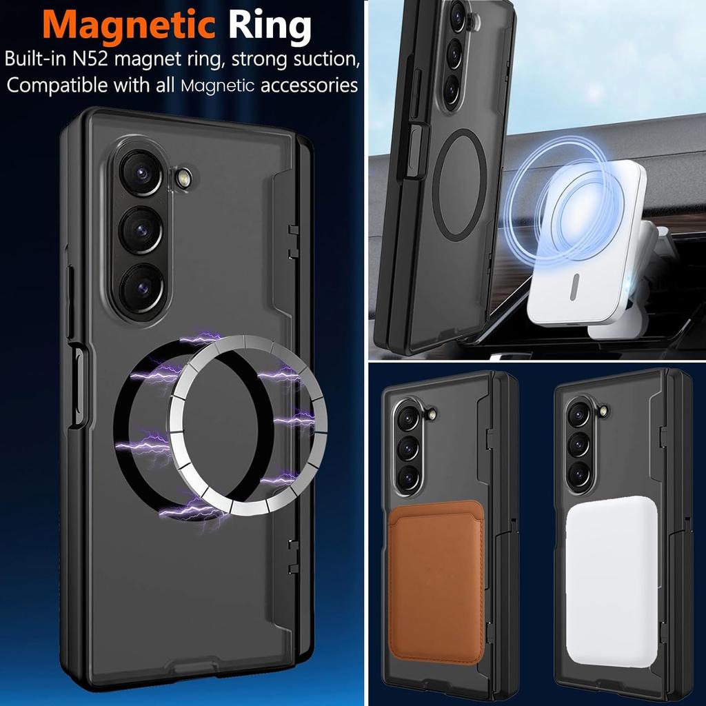 Suitable for Samsung Galaxy Z Fold 7 Case with S Pen Holder,Magnetic Case with Hinge Protection Screen Protector Full-Body Cover