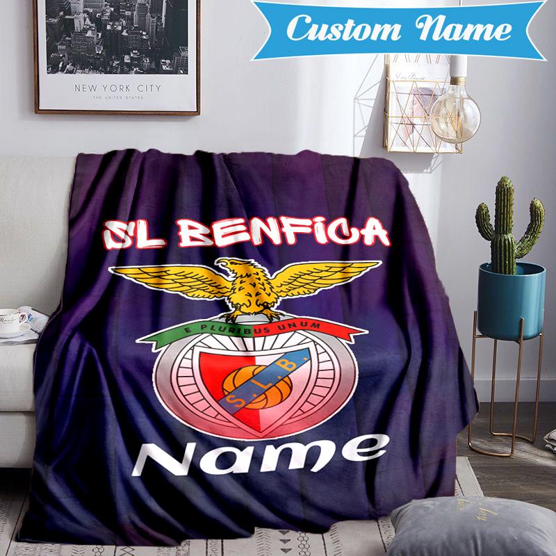 Custom Name Benfica Football Crest Blanket Lightweight Ideal Bedding Blanket Perfect for Travel, Camping, Living Rooms, Sofas, Christmas Gift
